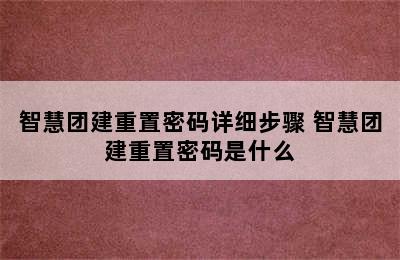 智慧团建重置密码详细步骤 智慧团建重置密码是什么